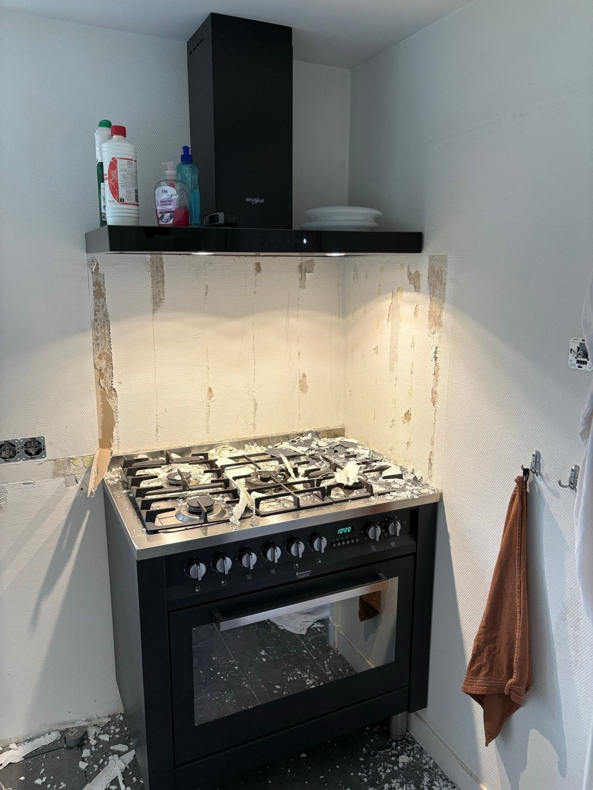 Hotpoint Ariston Gasfornuis met Oven - Zwart, Ophalen, Gebruikt, Hete lucht, 60 cm of meer