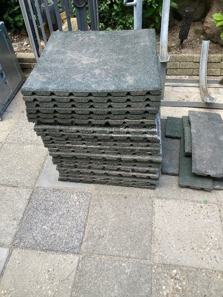 Rubber tegels, Tuin en Terras, Tegels en Klinkers, Ophalen, Gebruikt, Rubber, Overige typen