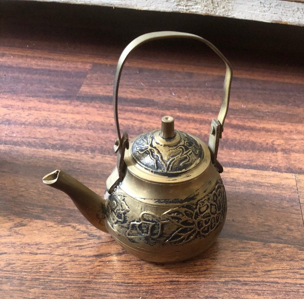 Vintage sier theepot met reliëf, Ophalen of Verzenden