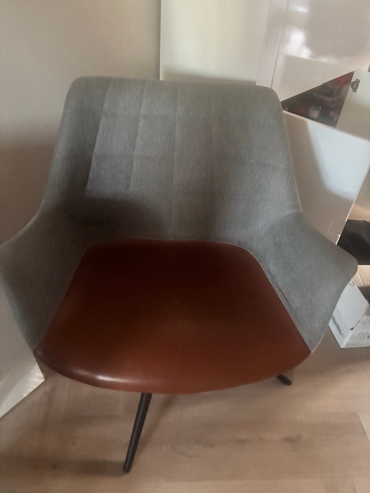 Zuiver Ridge Lounge Stoel - Grijs/Bruin, Ophalen, Gebruikt, Leer, Eén