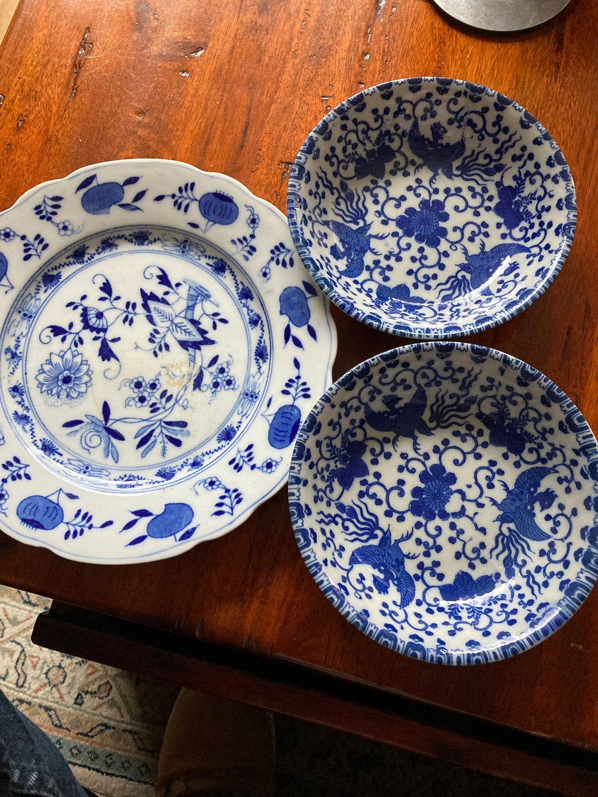 1 st blauw /wit bord en 2 Japanse schaaltjes blauw/ wit, Ophalen