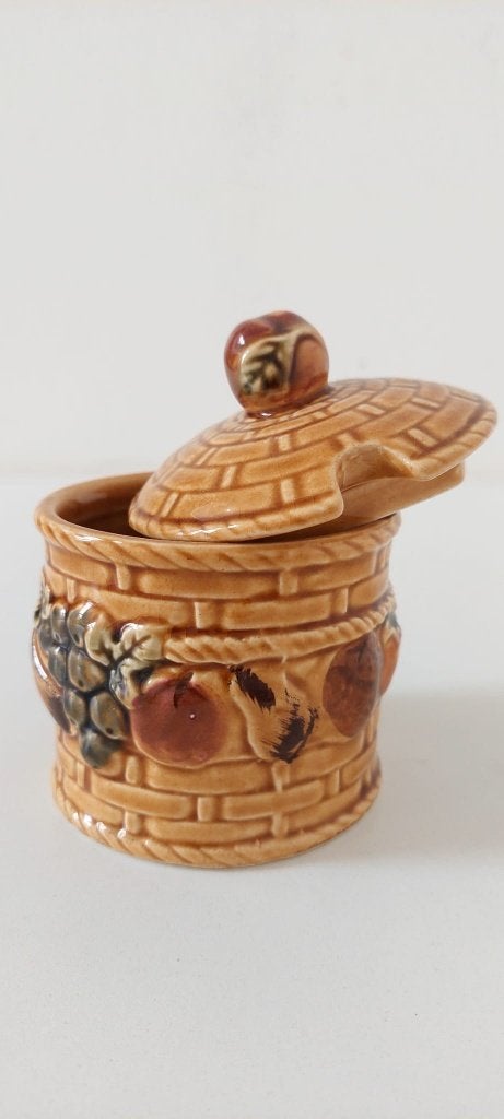 Vintage majolica jam pot / confiture pot fruit, Ophalen of Verzenden