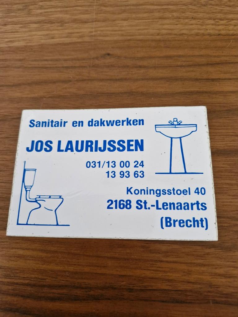8130 Sticker Jos Laurijssen Sanitair en Dakwerken Brecht, Ophalen of Verzenden, Nieuw, Overige typen