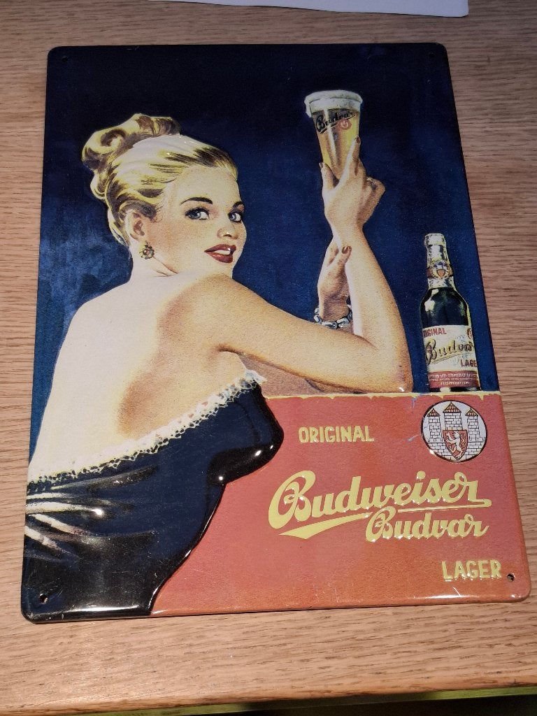 reclamebord Budweiser Budvar, Ophalen of Verzenden, Nieuw, Reclamebord, Plaat of Schild, Overige merken