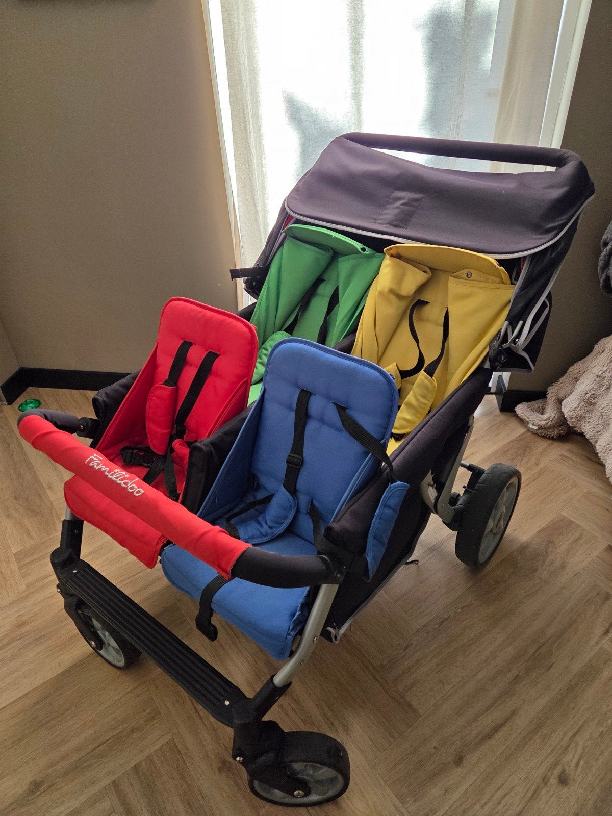 Familidoo Duowagen met opberghoes - zitjes in ligstand, Gebruikt, Duowagen, Ophalen, Kinderwagen