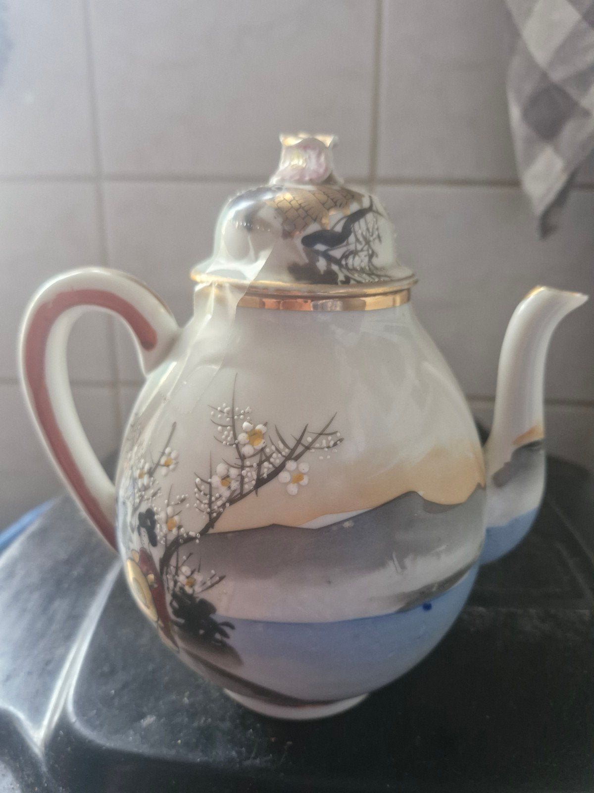 Vintage Japanse Eierschaal Theepot Ideaal voor Kint, Antiek en Kunst, Ophalen of Verzenden