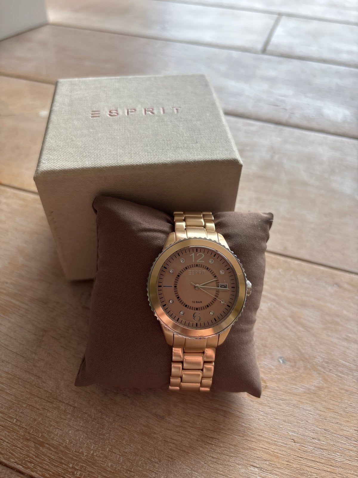 Esprit horloge, zo goed als nieuw met originele doos, Ophalen, Staal, Zo goed als nieuw, Met strass