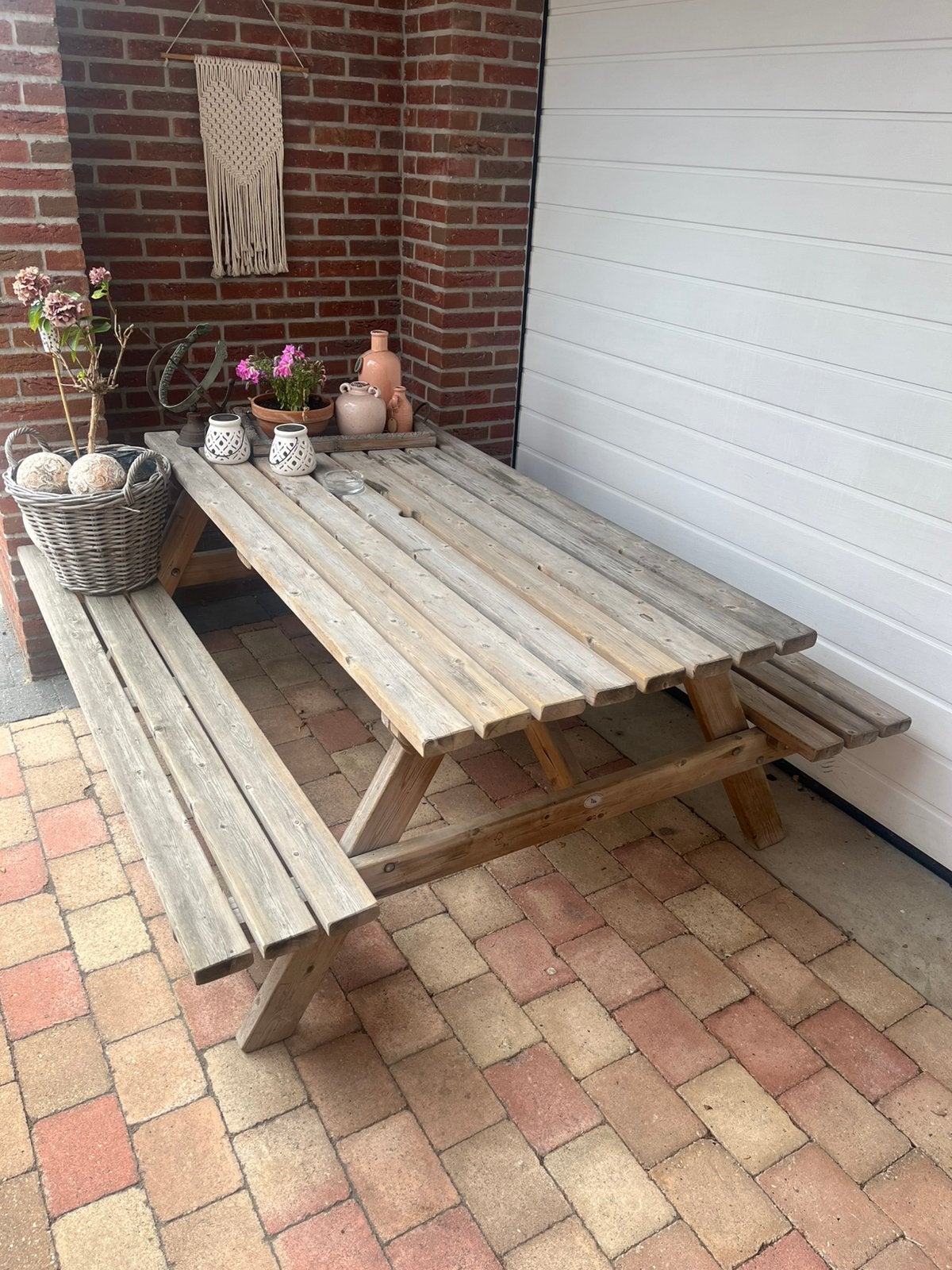 Houten picknicktafel, Tuin en Terras, Picknicktafels, Ophalen, Gebruikt, Rechthoekig, Hout