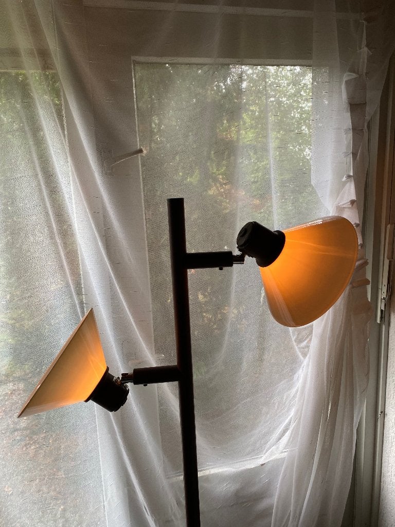 Vloerlamp 70s vintage bruin, Ophalen, Gebruikt, 70s, Glas