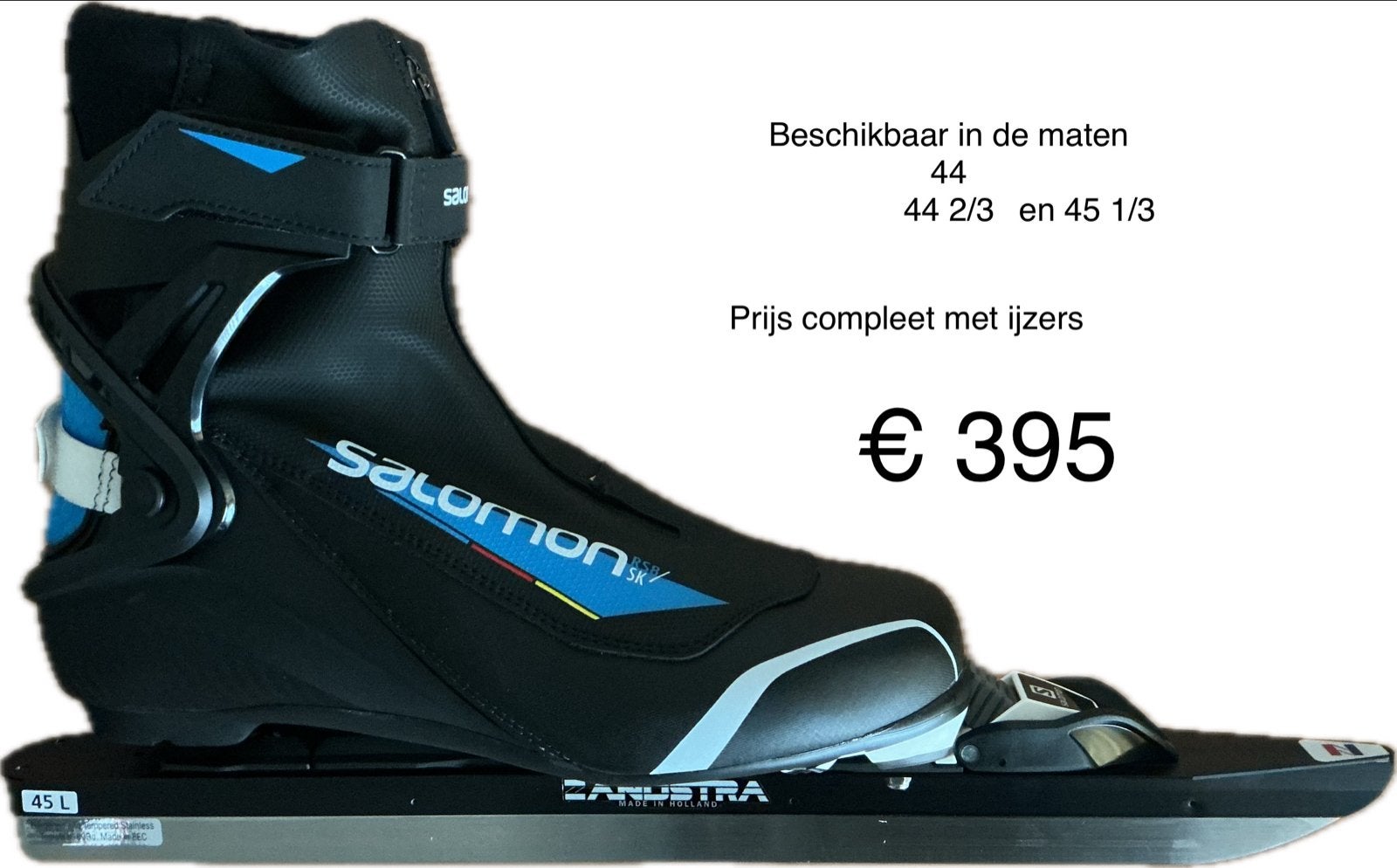 Salomon clicknoren maat 44. 44 2/3. 45 1/3 met slijpapparaat, Klapschaats, Onbekend, Nieuw, Onbekend
