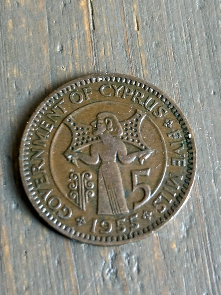 5 Mills 1955 Cyprus, Postzegels en Munten, Ophalen of Verzenden, Overige landen, Losse munt