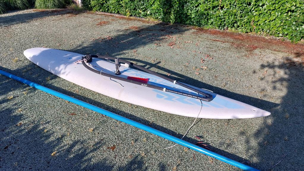 surfplank met mast en giek, Gebruikt, Met zwaard, 300 cm of meer, Plank