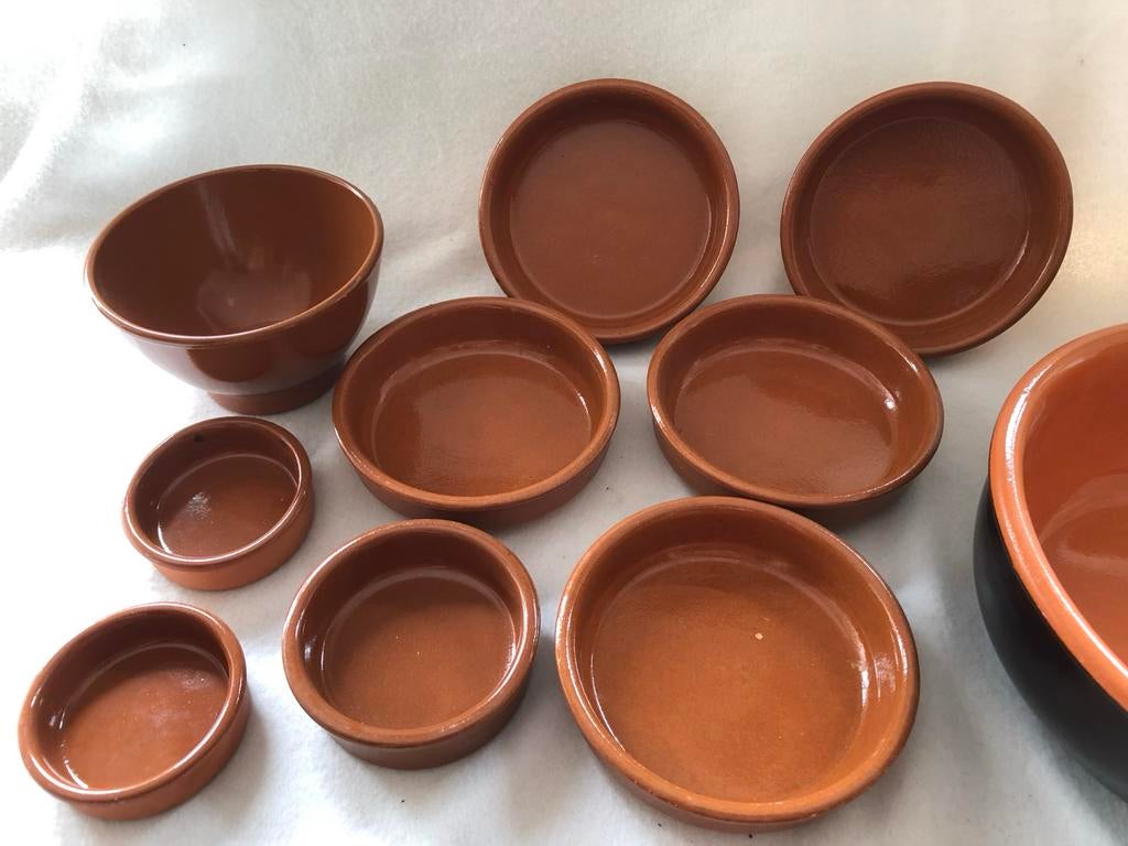 Kaasfonduepan met diverse aardewerk schaaltjes, Ophalen, Gebruikt, Aardewerk, Overige typen