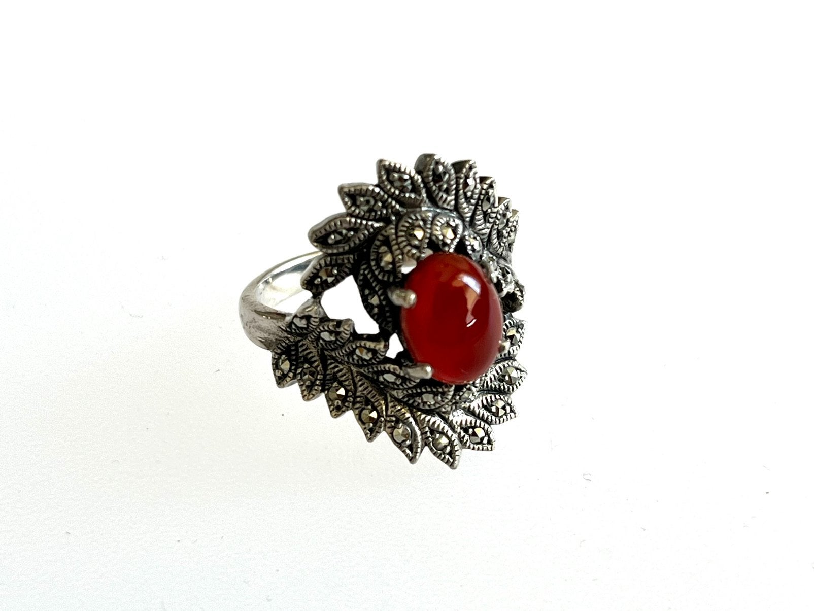 Vintage ring zilver carneool, Verzenden, Zilver, Ring, Met edelsteen