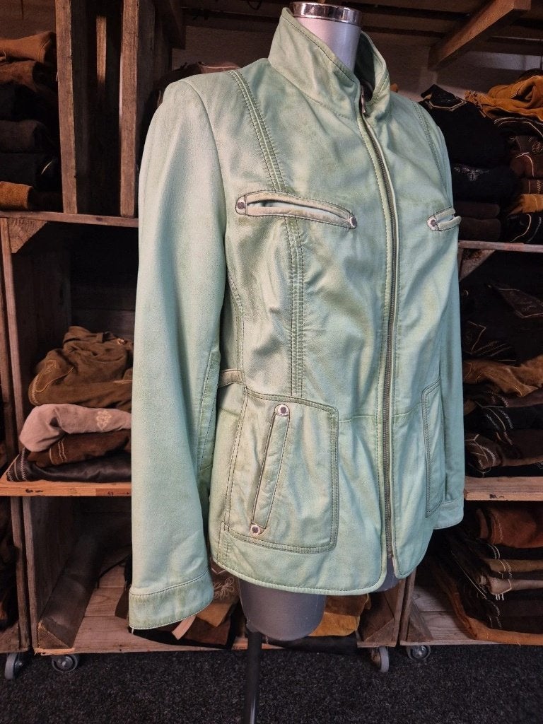 Mint groene dames leren jas, Kleding | Dames, Maat 46/48 (XL) of groter, Jilani, Djt@dejuistetoon.eu, Ophalen of Verzenden