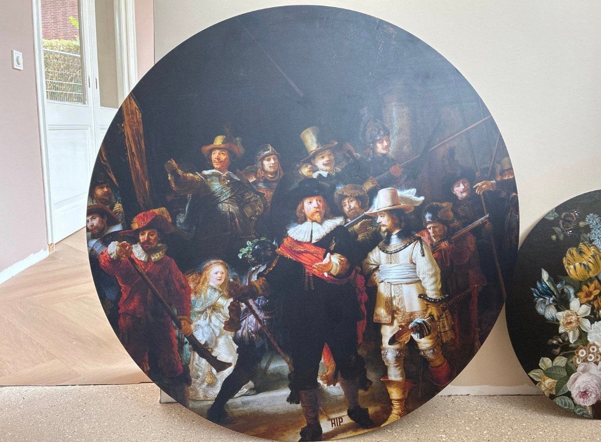 Wandcirkel HIP ORGNL De Nachtwacht - 100 cm, Ophalen, 75 tot 100 cm, 75 – 100, Print