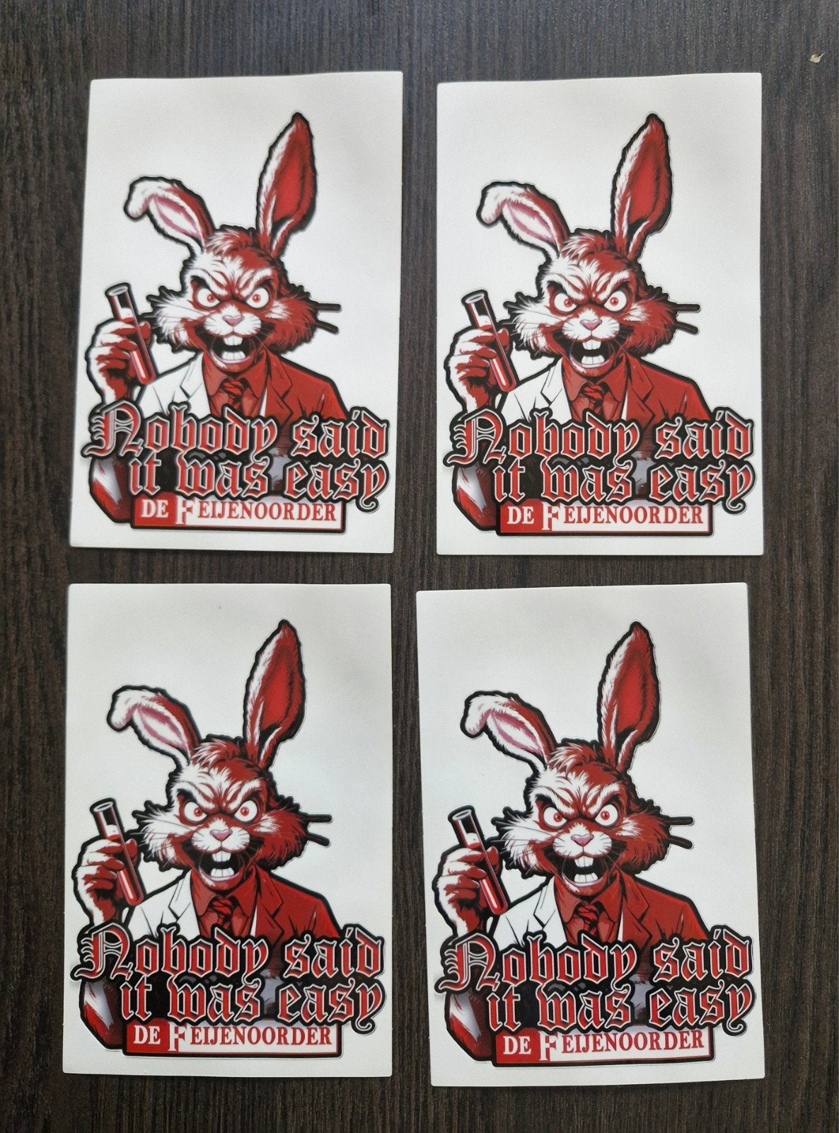 Feyenoord 'Nobody Said It Was Easy' Konijn Stickers, Verzamelen, Ophalen of Verzenden, Nieuw, Sport