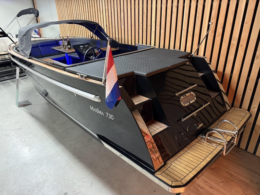 Nette! MAXIMA 730 DELUXE '80PK HONDA' BOEGSCHR KOELKAST LED!, 3 m, Tender, 0 cm, Zo goed als nieuw