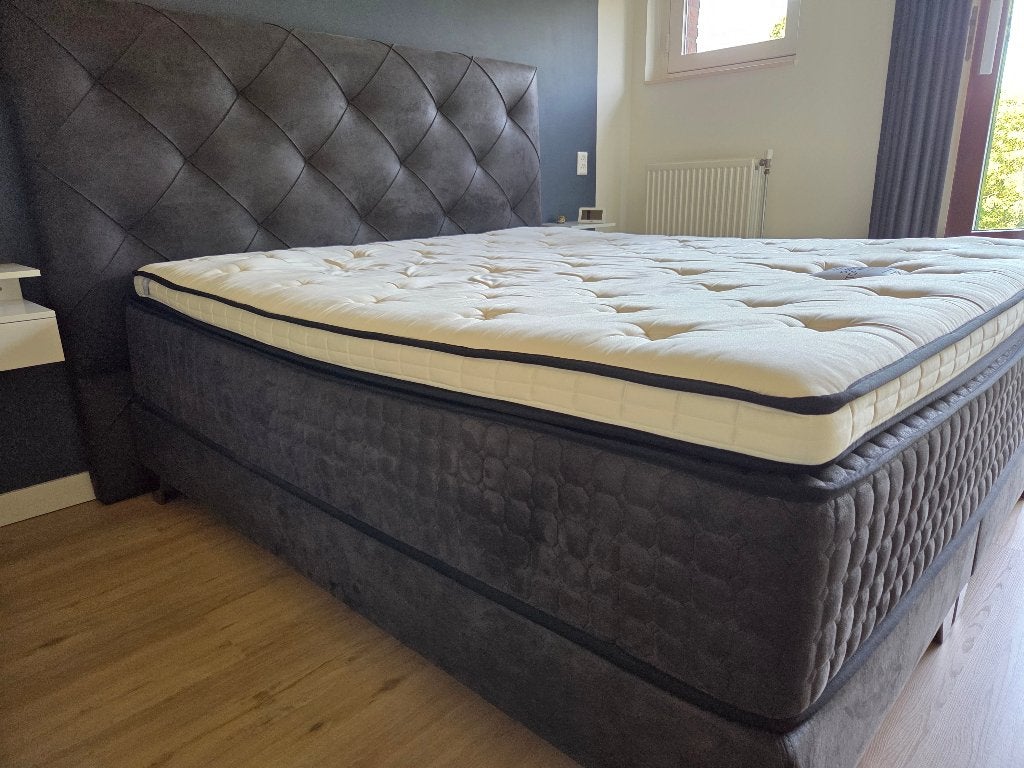 SERTA - 2 persoons boxspring / hotelbed, Ophalen, Gebruikt, Blauw, Tweepersoons