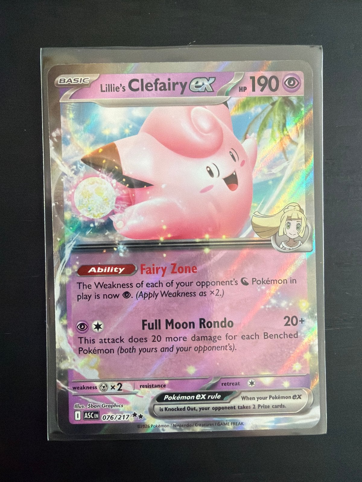 Lillie’s Clefairy ex #76 Double Rare Ascended Heroes, Hobby en Vrije tijd, Verzamelkaartspellen | Pokémon, Ophalen of Verzenden