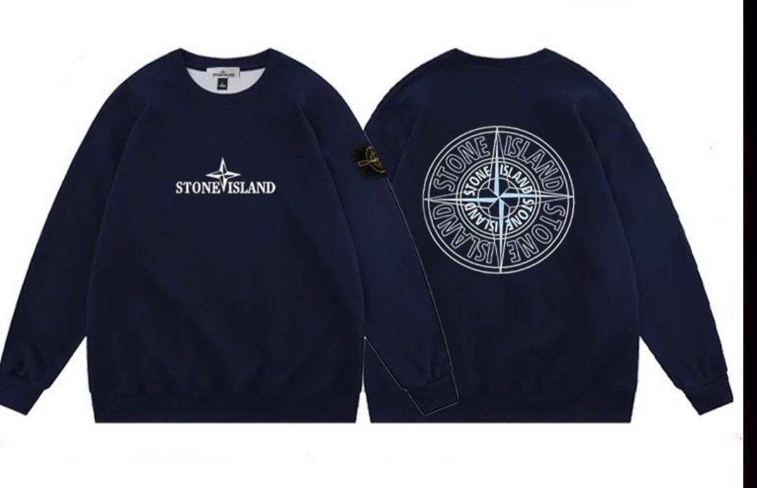 Stone Island sweater - Trui- maat L- XL Donkerblauw met logo, Ophalen of Verzenden, Zo goed als nieuw, Maat 52/54 (L), Blauw