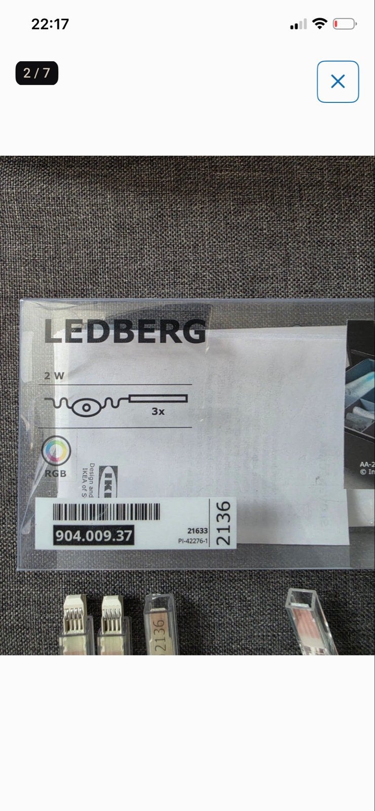 IKEA LEDBERG LED-lichtstrip, 3 stuks, instelbare kleuren, Meerkleurig, Nieuw, Kleur aanpasbaar, Ophalen of Verzenden