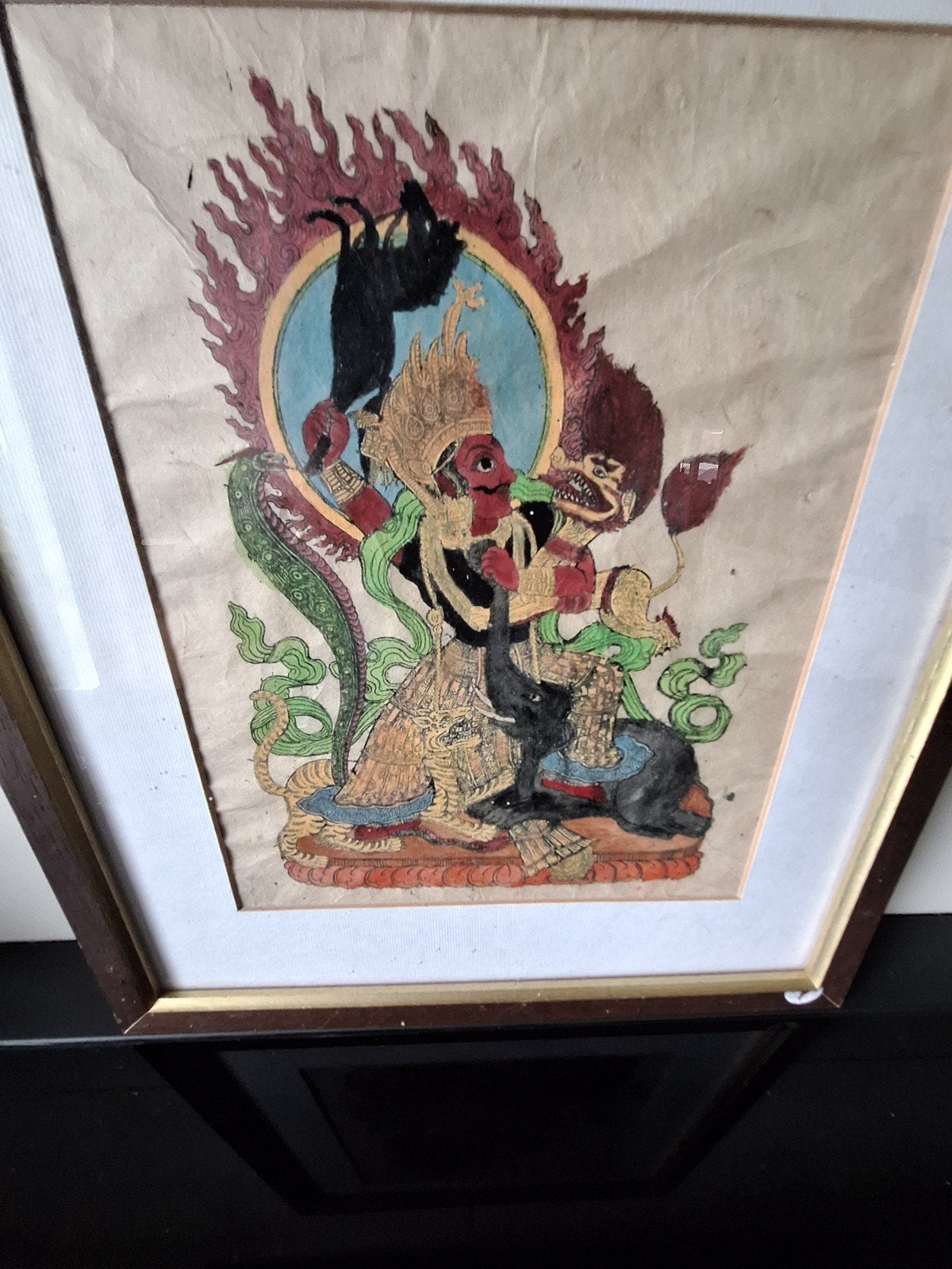 Oud Tibetaans Thangka Schilderij - Boeddhistische Kunst, Ophalen of Verzenden