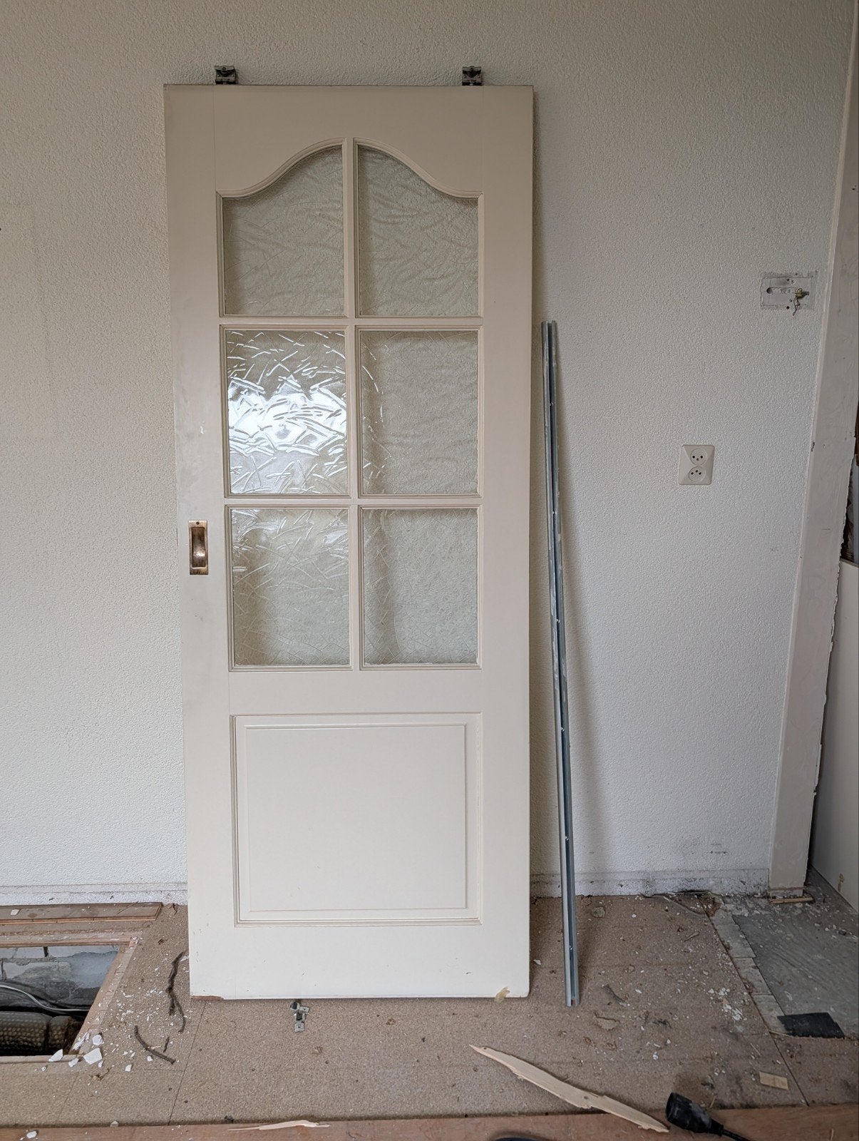 Schuifdeur met glas, Ophalen, Gebruikt, Minder dan 80 cm, Binnendeur