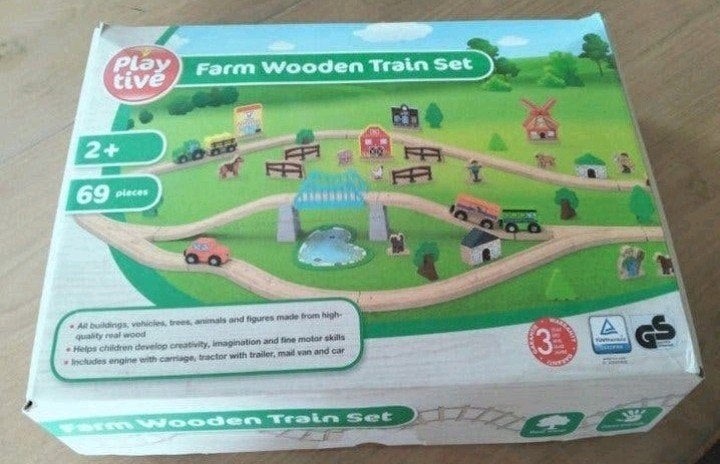 Playtive Boerderij Houten Treinset - 69 Delen, Ophalen of Verzenden, Zo goed als nieuw
