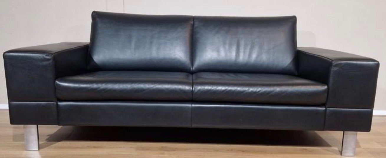 Antipode zwart leren 2 zits bank., Ophalen of Verzenden, Zo goed als nieuw, 75 tot 100 cm, Leer