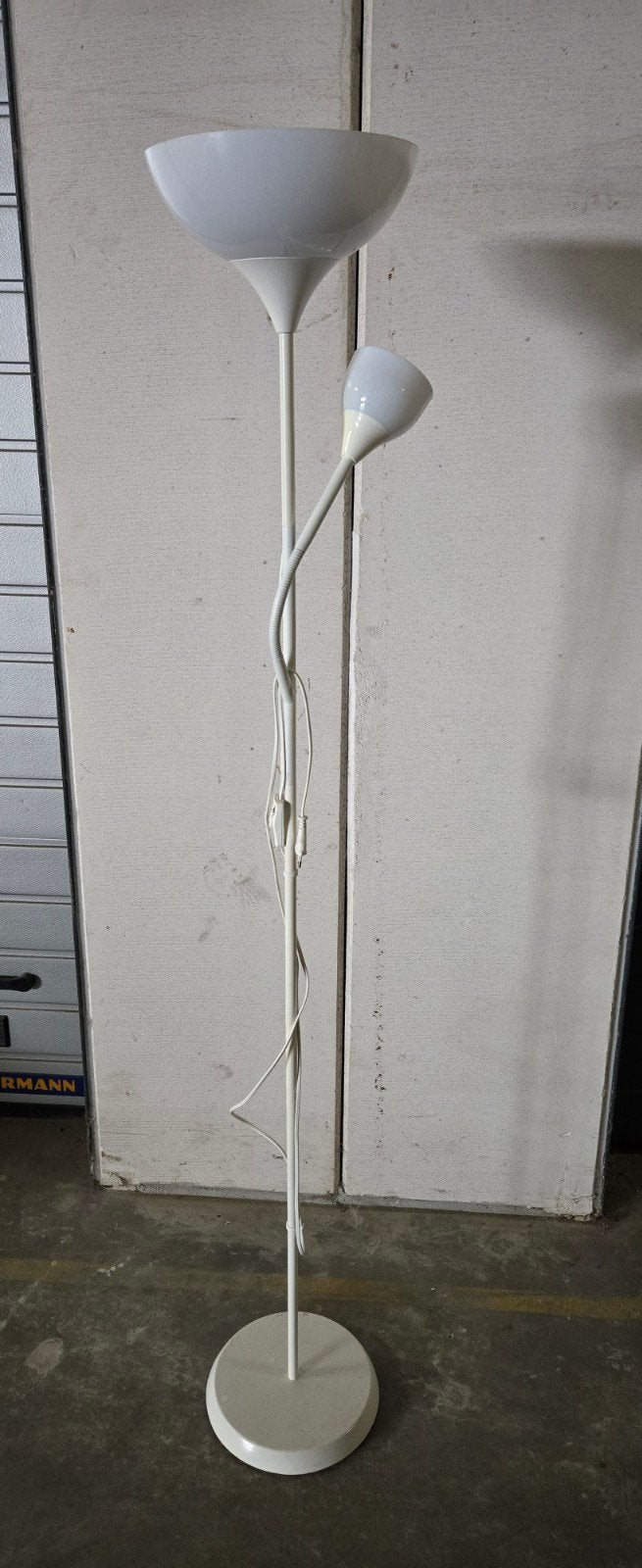 Witte vloerlamp met leeslamp, staande lamp, Ophalen, Modern, 150 tot 200 cm, Kunststof