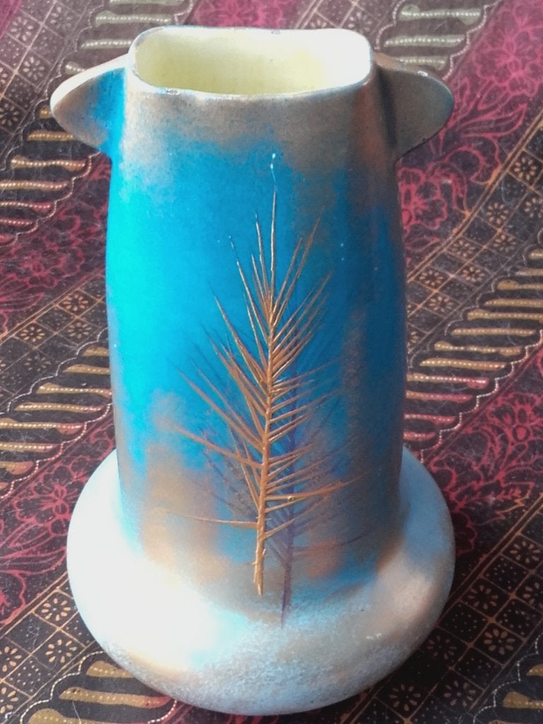 Zeldzame antieke Clement Massier vaas uit Frankrijk 23 cm., Ophalen of Verzenden