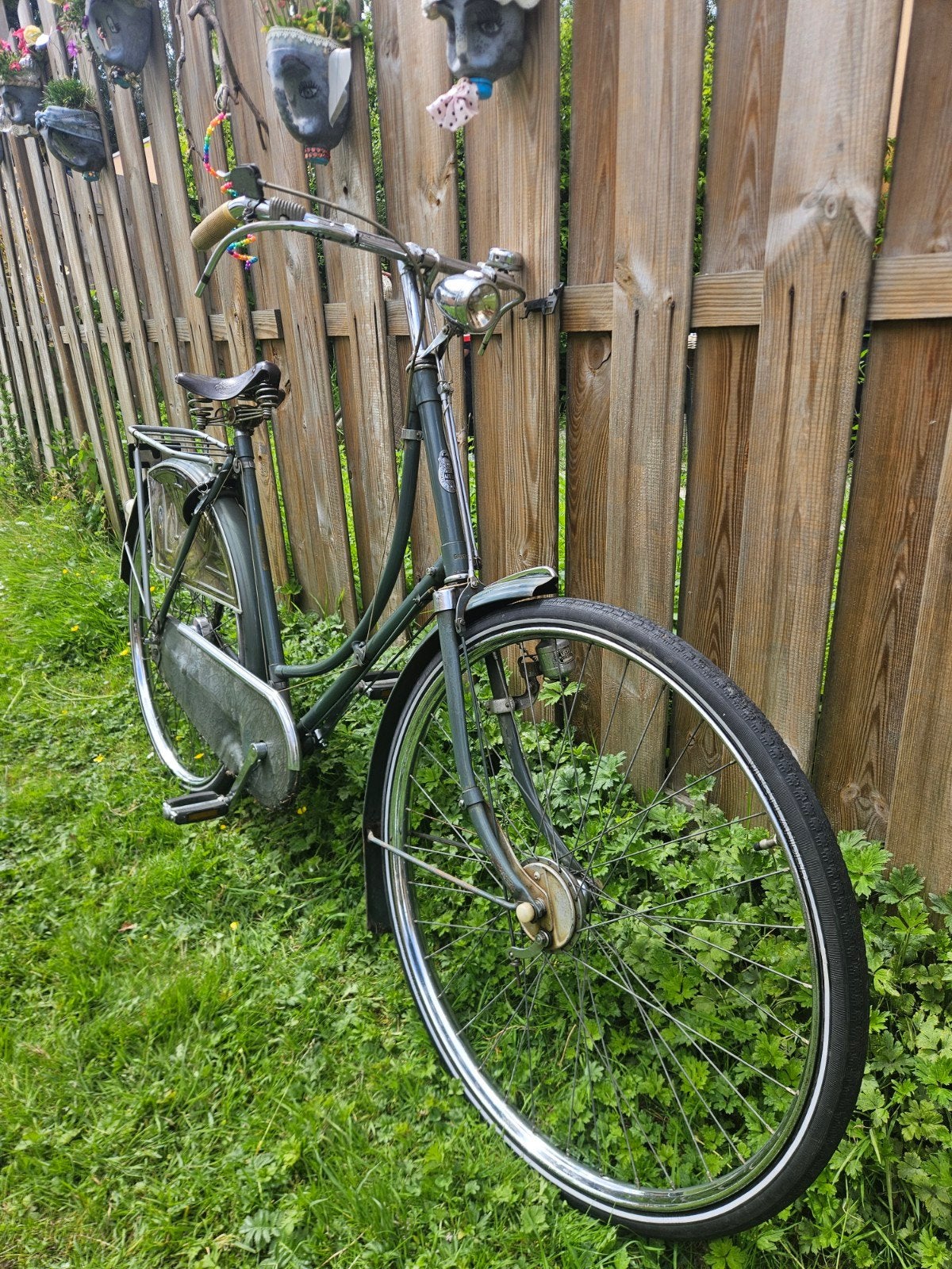 Groenblauwe Gazelle Omafiets 1954 - Stangen - 3v - RIJKLAAR, Fietsen en Brommers, Ophalen, Jaren '50, 55 tot 59 cm, Gazelle