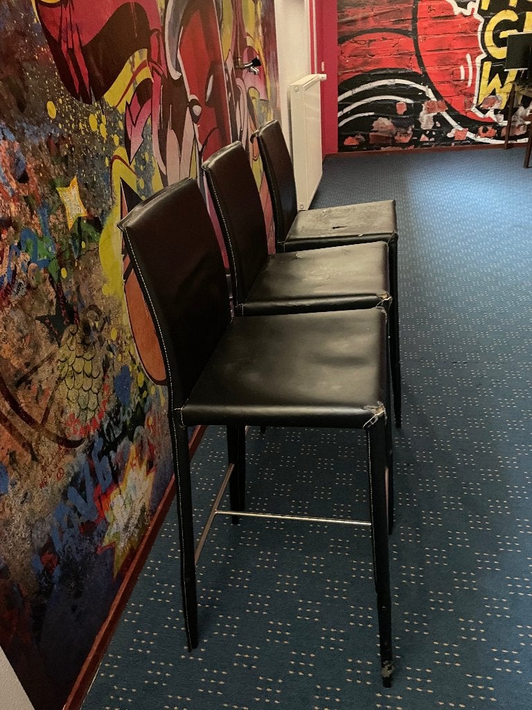 set van 3 barkrukken, Huis en Inrichting, Barkrukken, Ophalen, Gebruikt, Met voetsteun, 60 tot 90 cm
