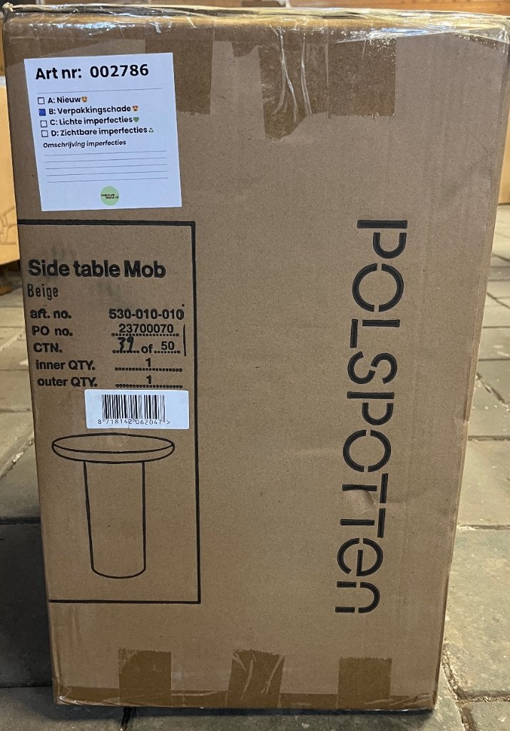 POLSPOTTEN Mob Bijzettafel Beige | Van €480, nu, 45 tot 60 cm, Minder dan 55 cm, Nieuw, Ophalen of Verzenden