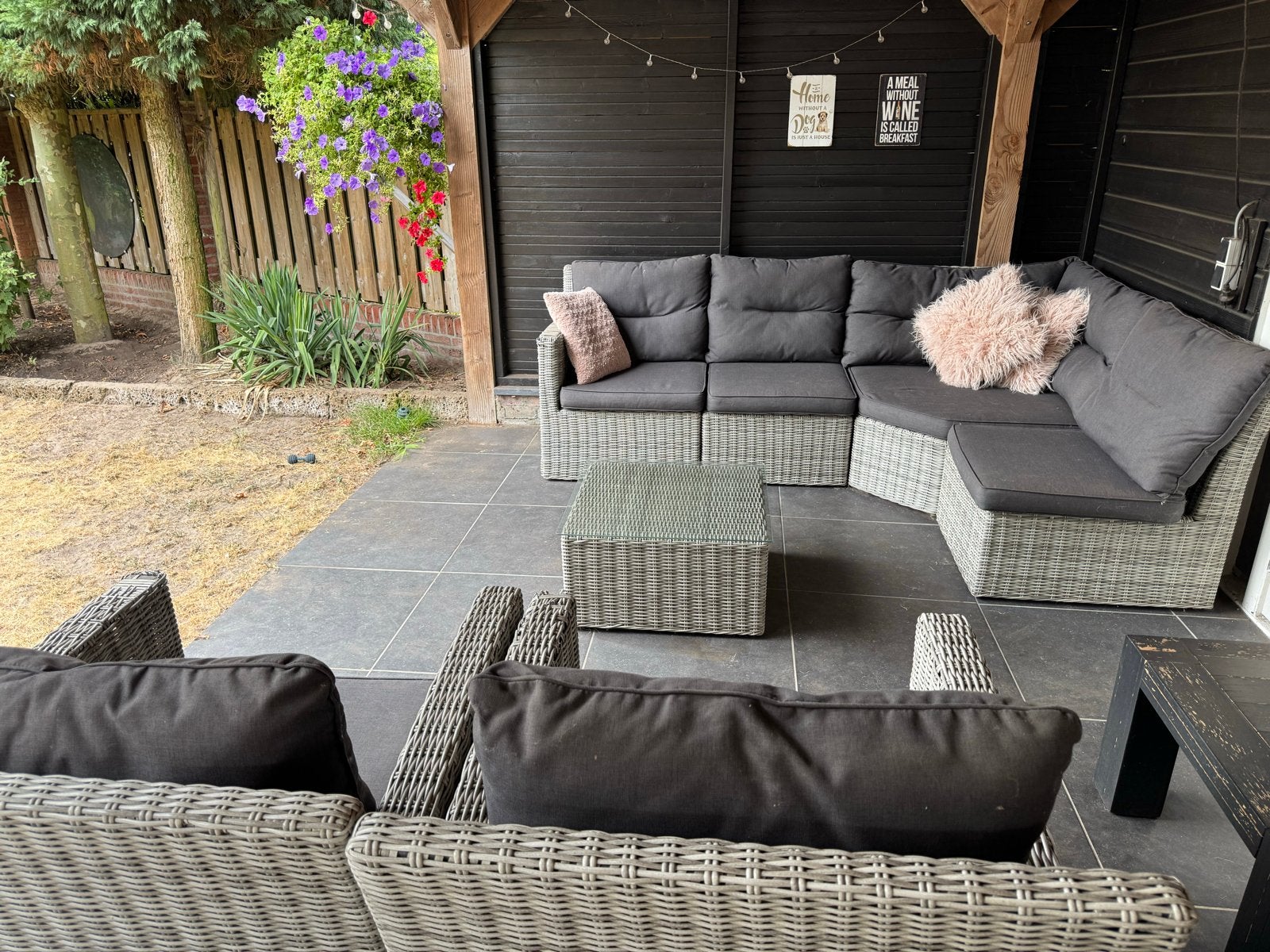 Wicker Loungeset met 2 Stoelen en Bijzettafel, Ophalen, Gebruikt, 6 zitplaatsen, Loungeset