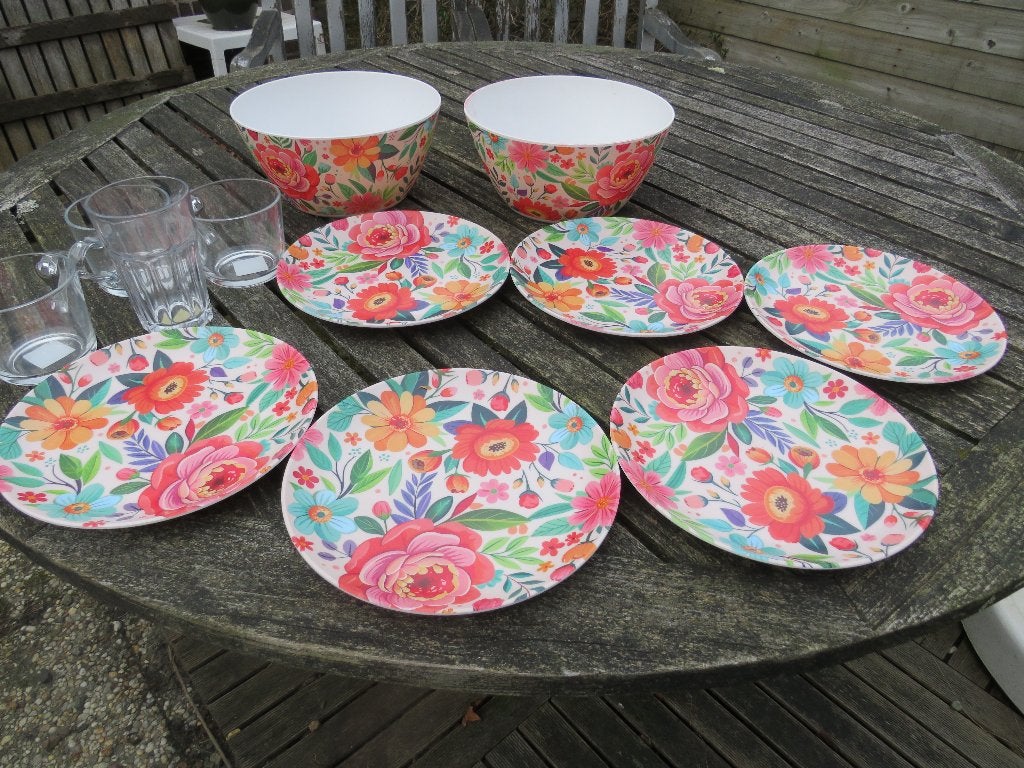 nieuw campingservies  borden en schalen + glazen, Ophalen of Verzenden, Nieuw