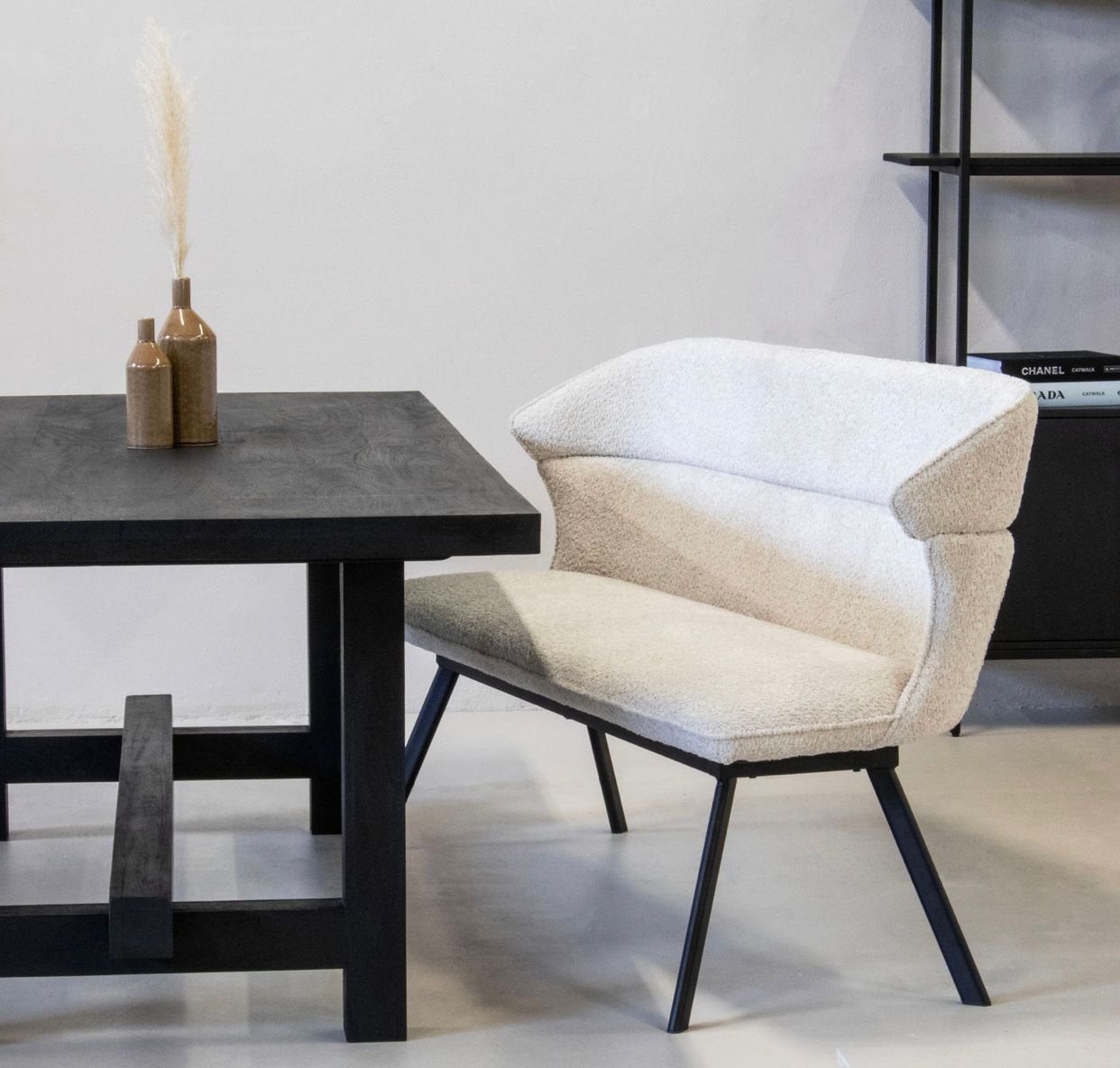 Eetkamerbank boucle, Ophalen, Zo goed als nieuw, Bruin, Vijf, Zes of meer stoelen