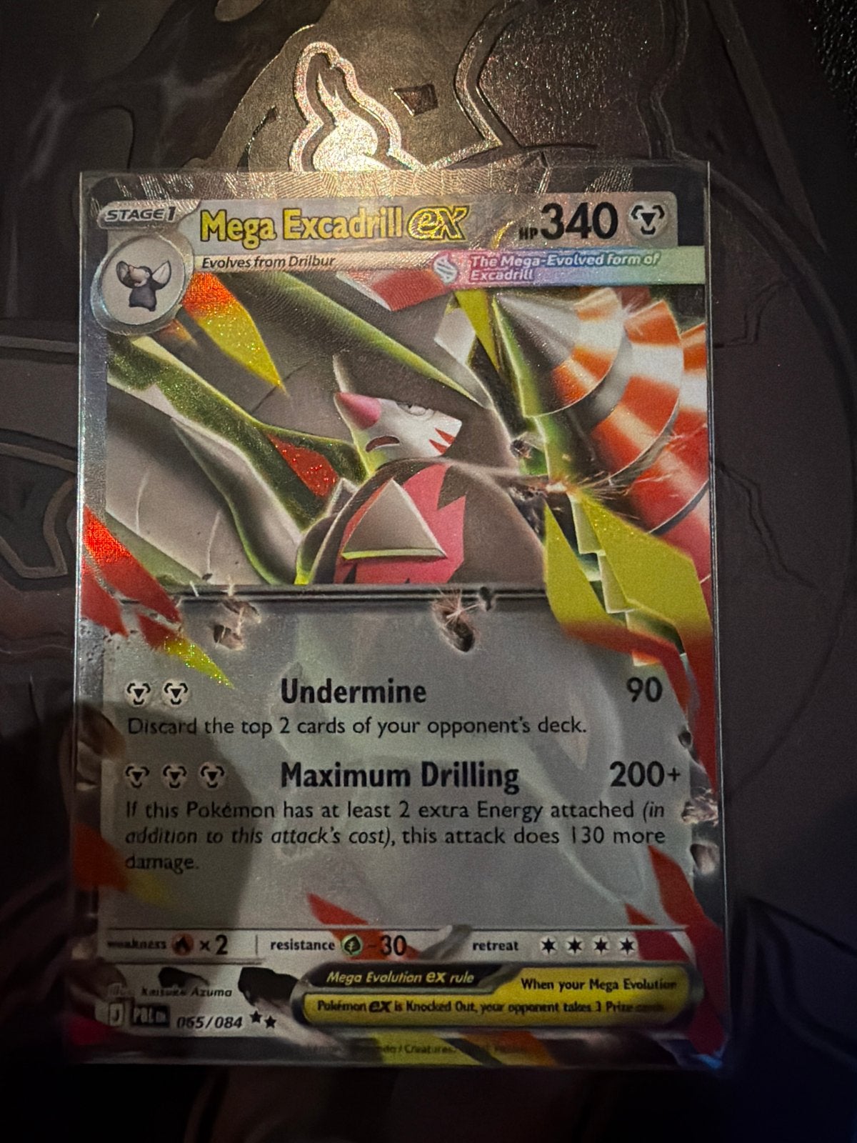 Mega Excadrill EX - Pitch Black Pokemon Kaart (065/084), Ophalen of Verzenden, Nieuw, Losse kaart, Foil