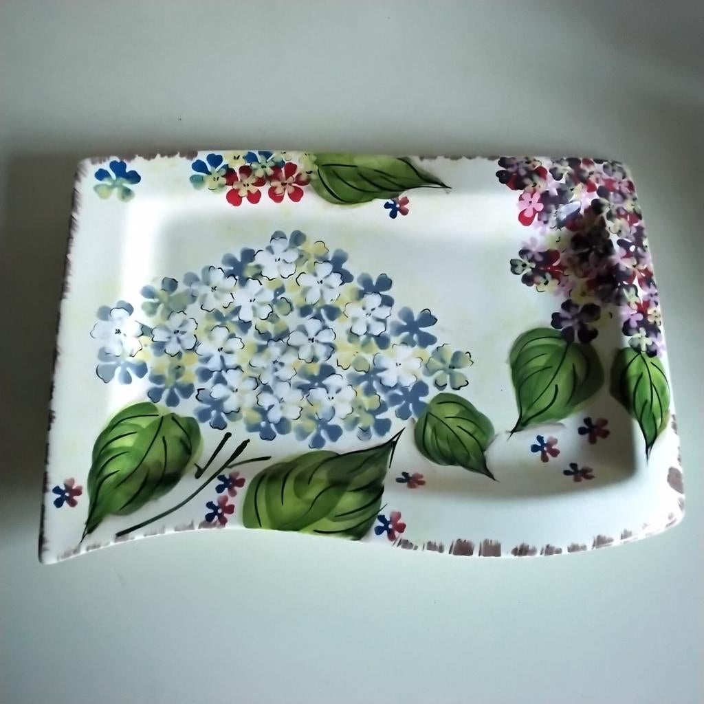 Grote ovenschaal/ presenteerschaal  appletree hortensia's, Ophalen of Verzenden, Glas, Overige stijlen, Schaal of Schalen