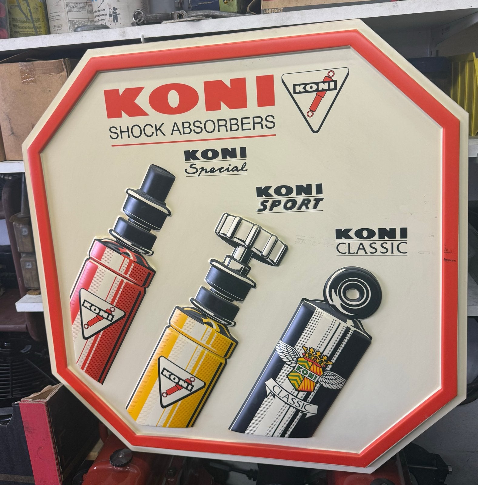 Vintage Koni Schokdempers Reclamebord - Kunststof, Ophalen