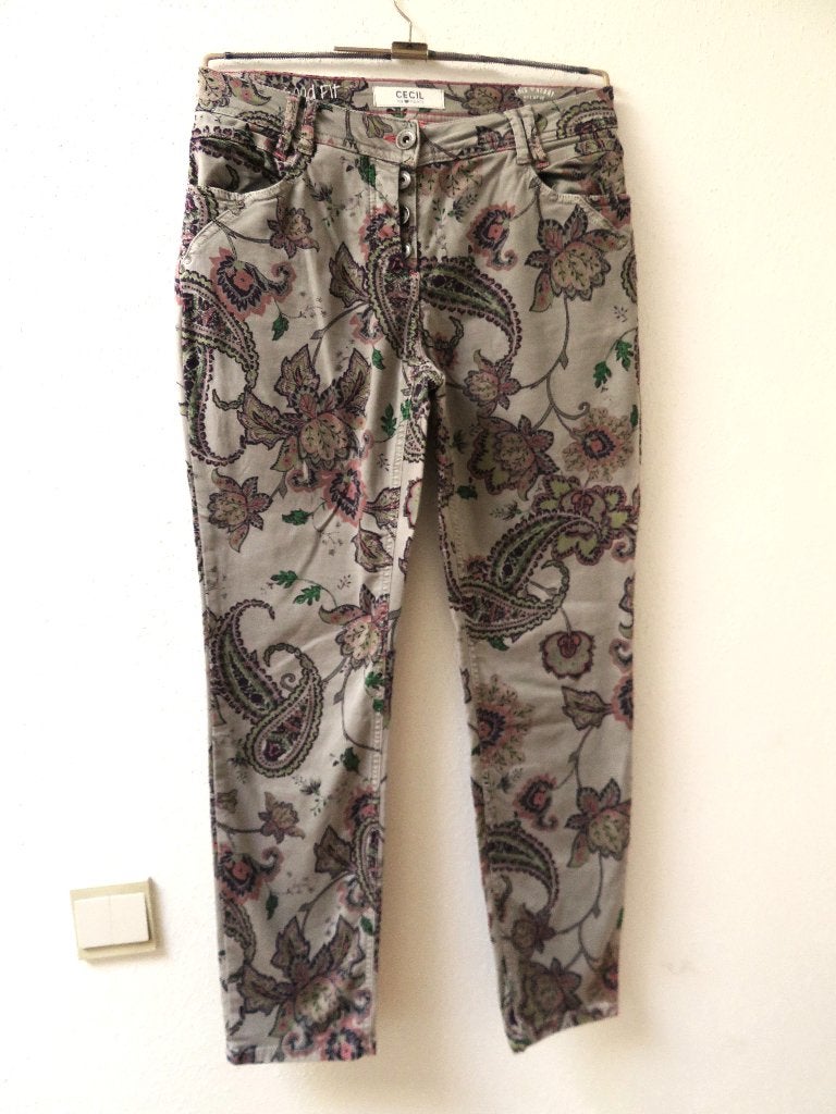 W24 CECIL aparte broek grijs roze maat 28 = 38, Maat 38/40 (M), Ophalen of Verzenden, Zo goed als nieuw, Cecil