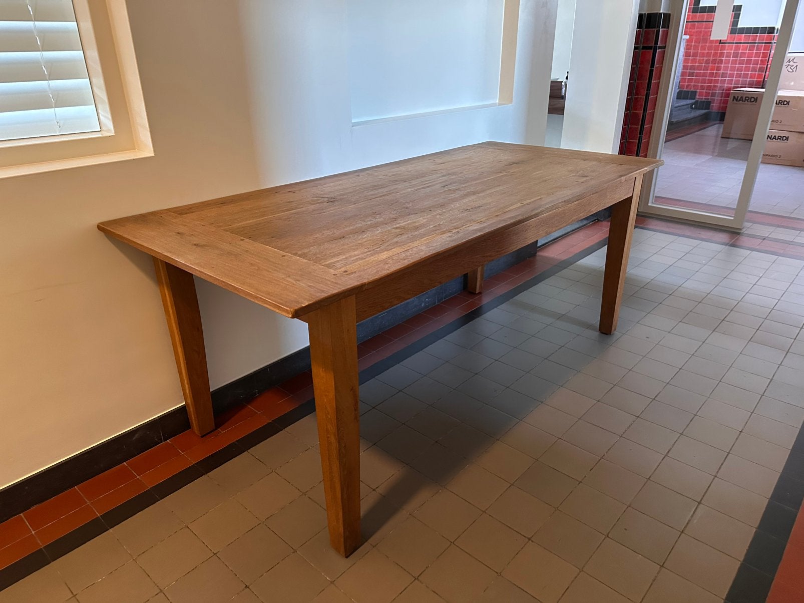 Houten tafel 90x200, Ophalen, Eikenhout, 50 tot 100 cm, Zo goed als nieuw