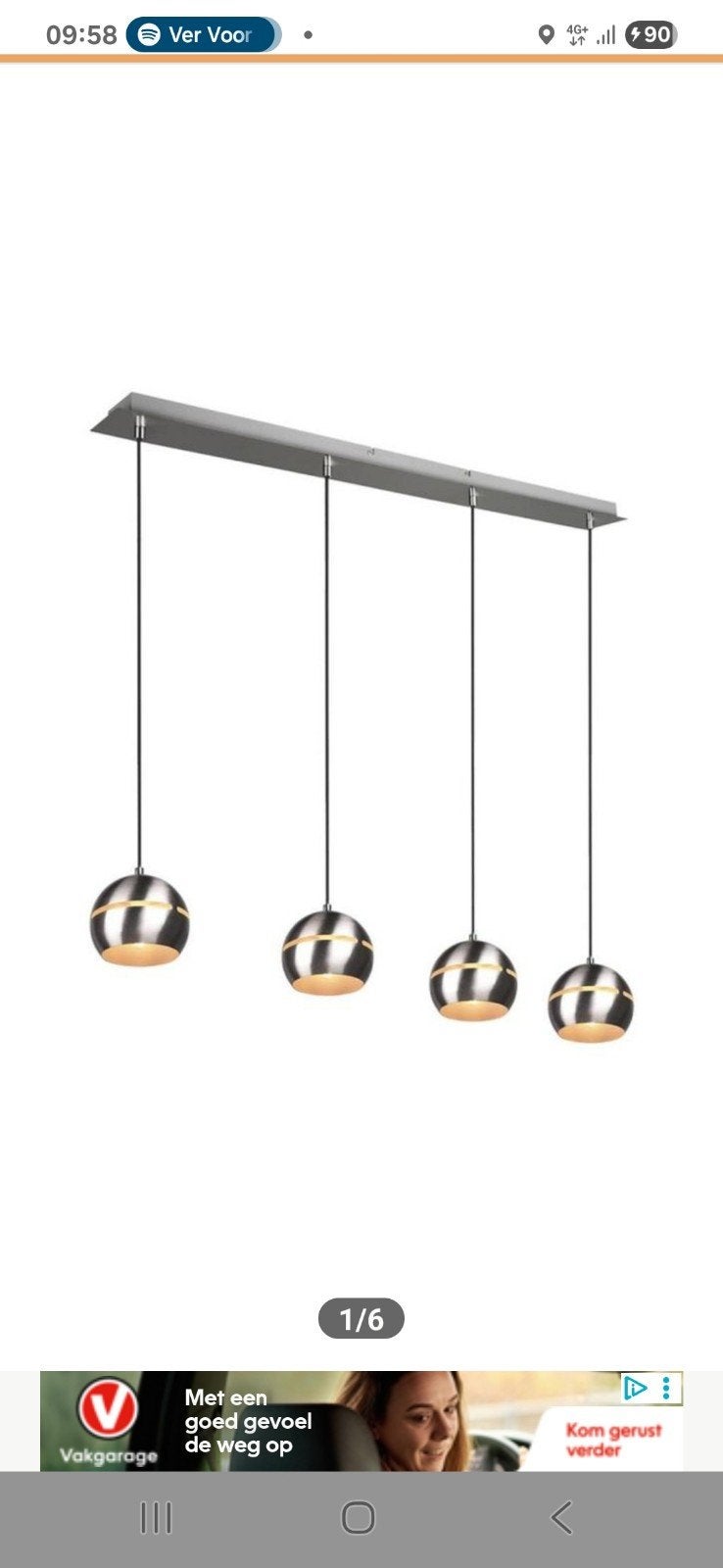 Moderne hanglamp met 4 bollen - Metaal, 100 tot 150 cm, Nieuw, Minder dan 25 cm, Metaal