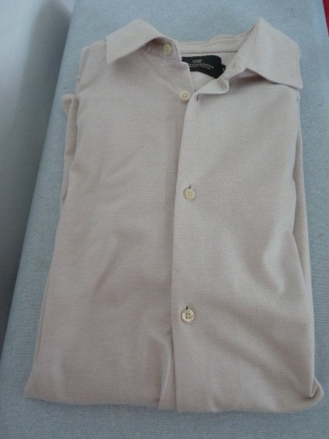 Chique beige overhemd van Scotch & Soda mt S, Halswijdte 38 (S) of kleiner, Beige, Ophalen of Verzenden, Zo goed als nieuw