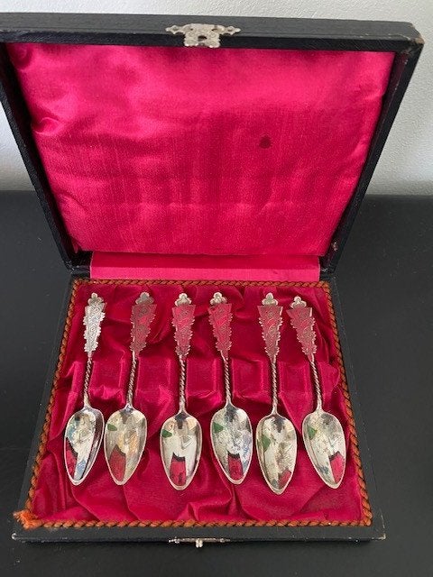 6 zilveren theelepeltjes in originele presentatiedoosje, Ophalen of Verzenden