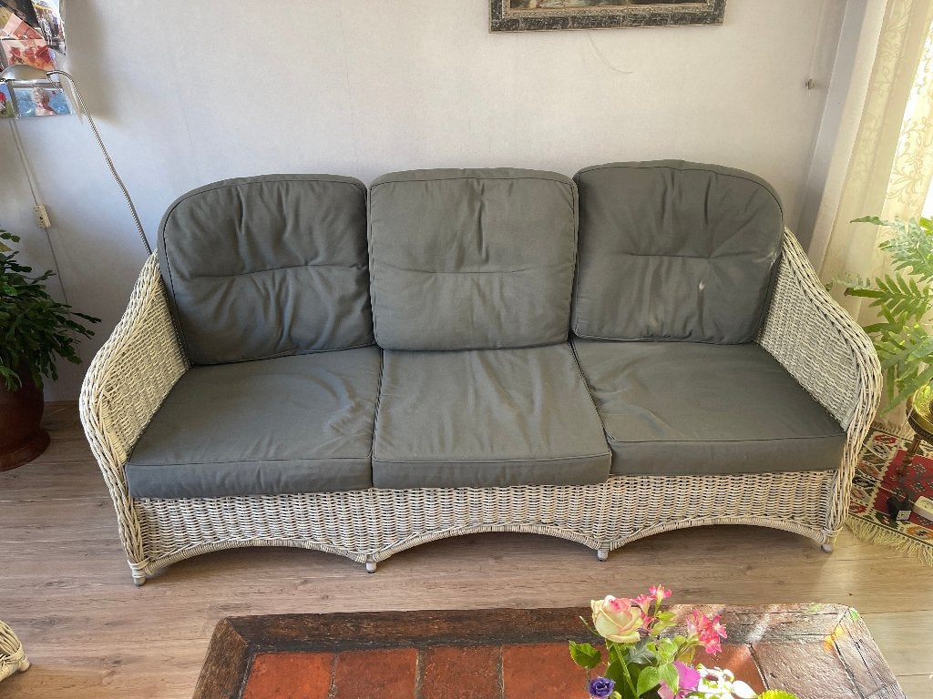 Bankstel / Tuinset, Huis en Inrichting, Ophalen, Riet, Driepersoons, 75 tot 100 cm