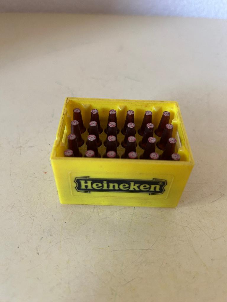 Vintage Heineken Mini Bierkratje met Flesopener, Ophalen of Verzenden, Gebruikt, Flesopener, Heineken