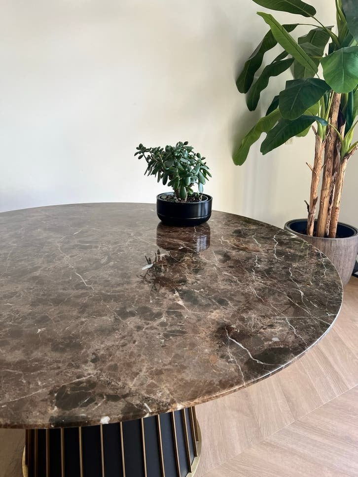 Ronde marmeren tafel, Huis en Inrichting, Ophalen, Overige materialen, Gebruikt, 50 tot 100 cm