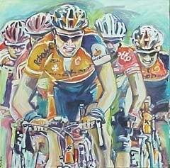 " Rabo Renners 1 " acryl op doek Mirjam Venneker € 75, Ophalen of Verzenden, Nieuw, Overige typen